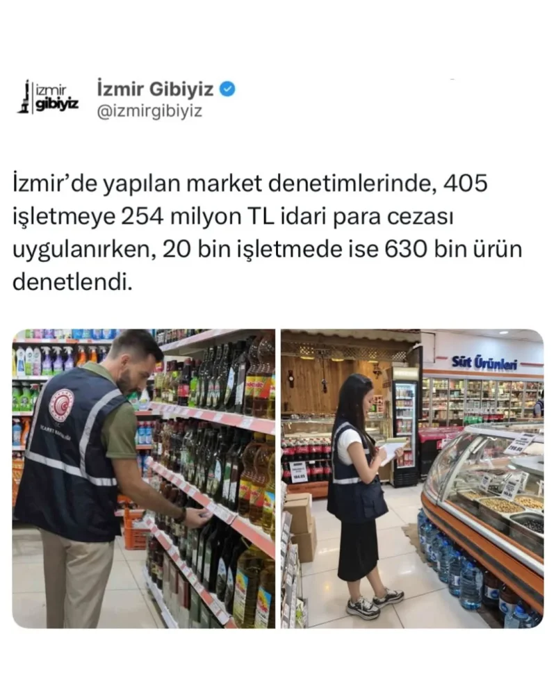 İzmir Ticaret İl Müdürlüğü, 2025’in ilk altı ayında 405 işletmeye 254 milyon TL, yılbaşından ...webp