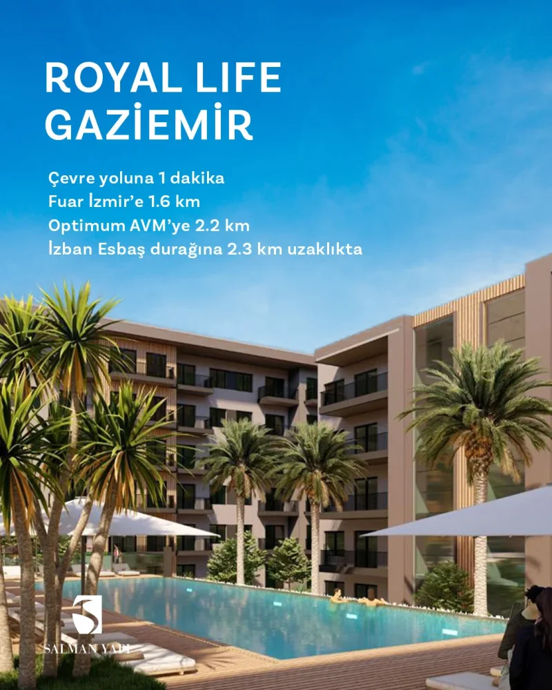 Royal Life, Gaziemir’in tam merkezinde; çevre yoluna 1 dakika, Fuar İzmir’e 1.6 km, Optimum A...webp