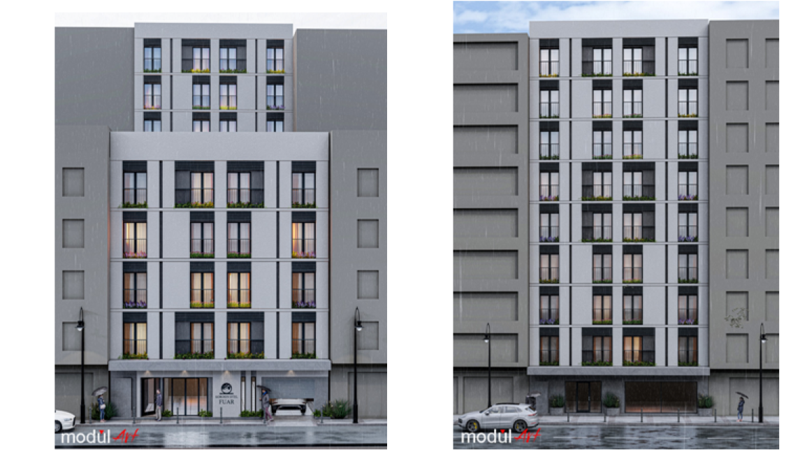 Biri 7 diğeri 11 katlı iki bina